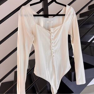 CAPULET Cream Clasp-Down Ribbed Bodysuit